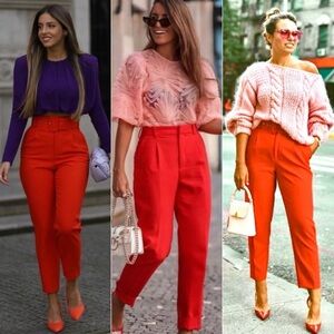 Red Cropped Dress Pants 12